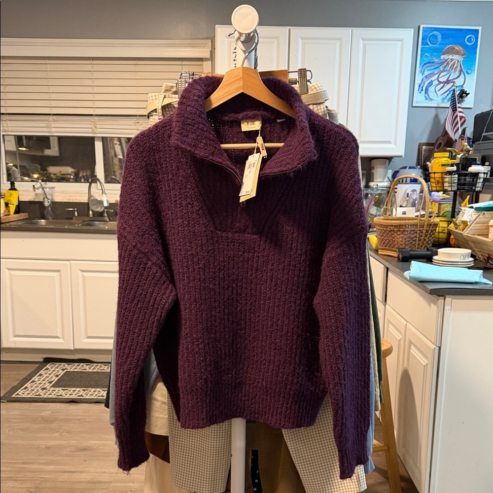 Elie Tahari Rich Purple Turtleneck Sweater